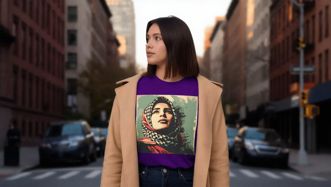 Woman in a Palestine Hope t-shirt on Amsterdam Avenue, Upper West Side
