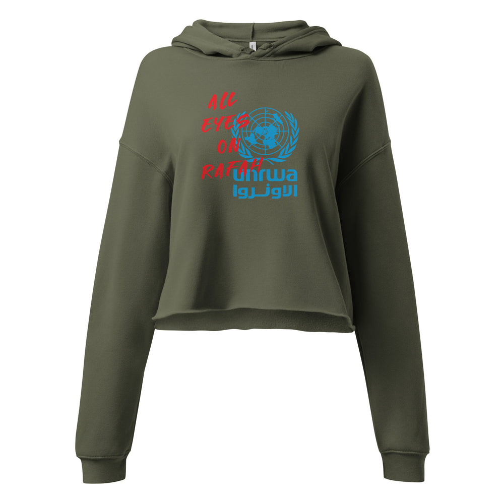 All Eyes on Rafah - Crop Hoodie, Womens Cropped Hoodie Military Green