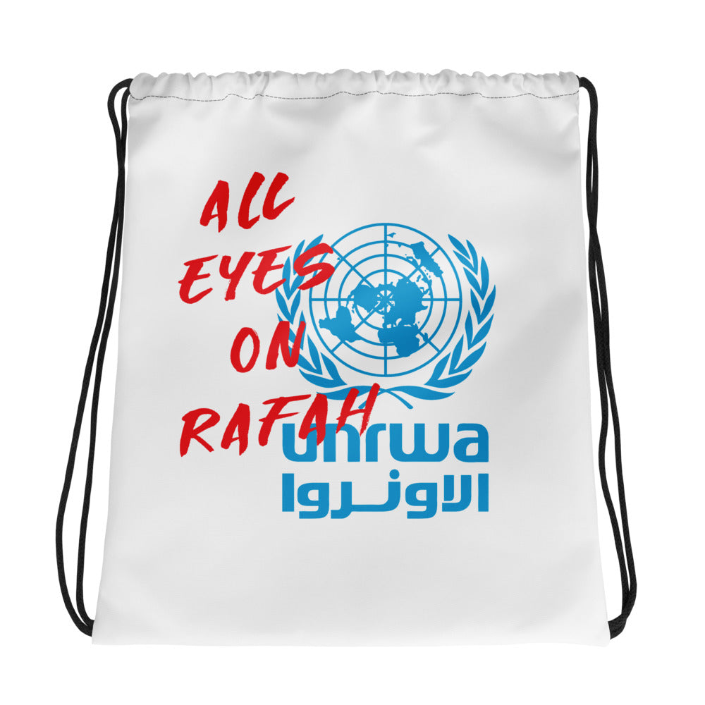 All Eyes On Rafah – Drawstring Bag, White, front view