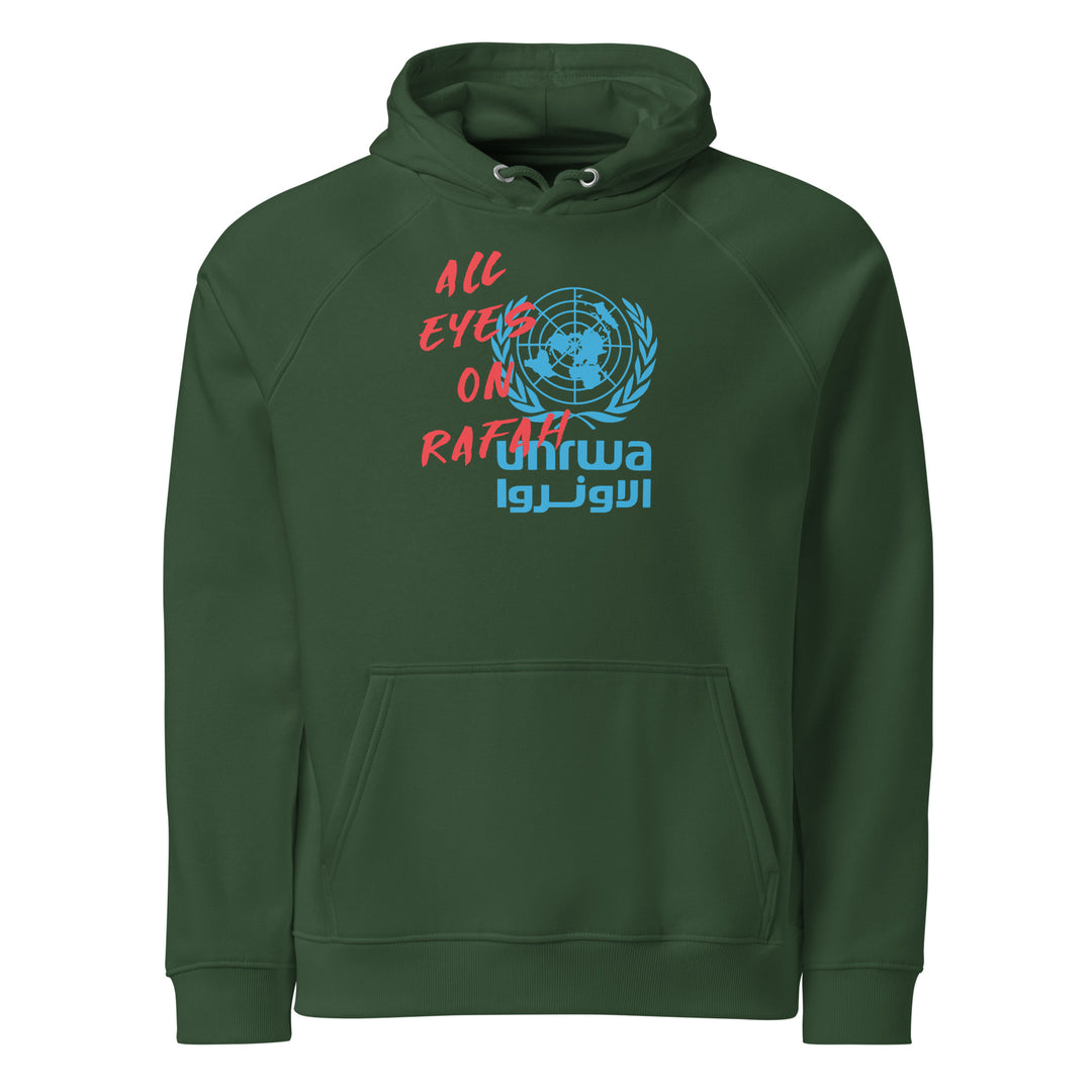 All Eyes on Rafah - Men’s Eco Raglan Hoodie, Eco Raglan Hoodie Bottle Green