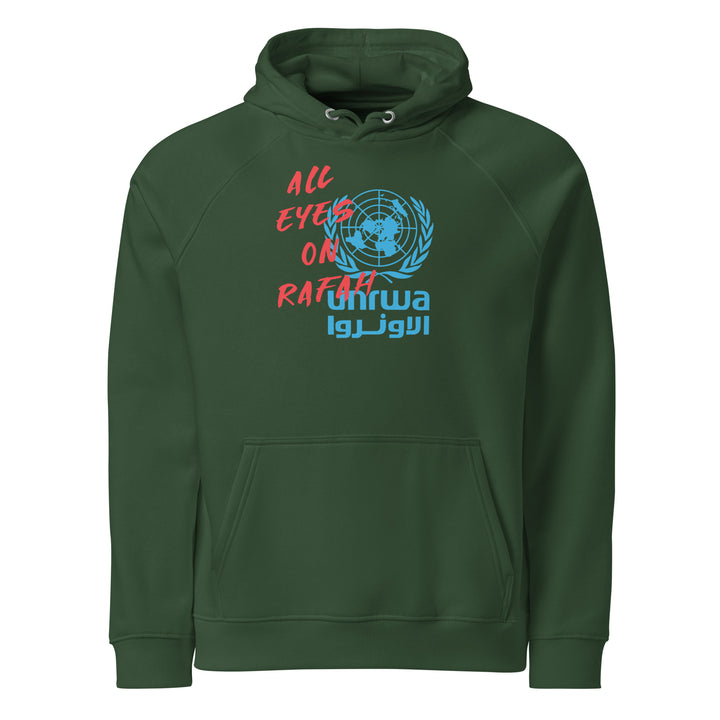 All Eyes on Rafah - Men’s Eco Raglan Hoodie, Eco Raglan Hoodie Bottle Green