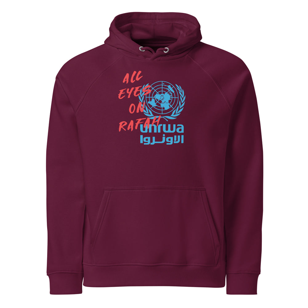 All Eyes on Rafah - Men’s Eco Raglan Hoodie, Eco Raglan Hoodie Burgundy