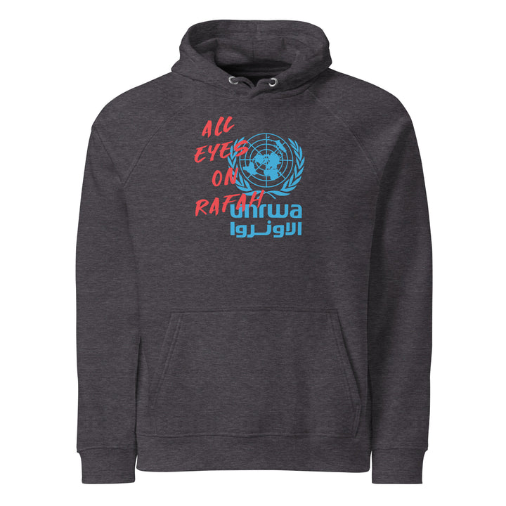 All Eyes on Rafah - Men’s Eco Raglan Hoodie, Eco Raglan Hoodie Charcoal Melange