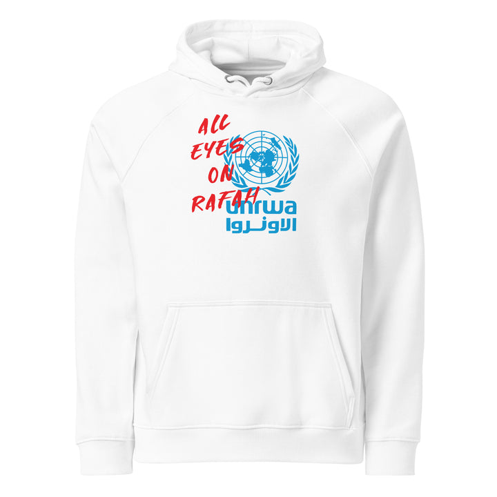 All Eyes on Rafah - Men’s Eco Raglan Hoodie, Eco Raglan Hoodie White