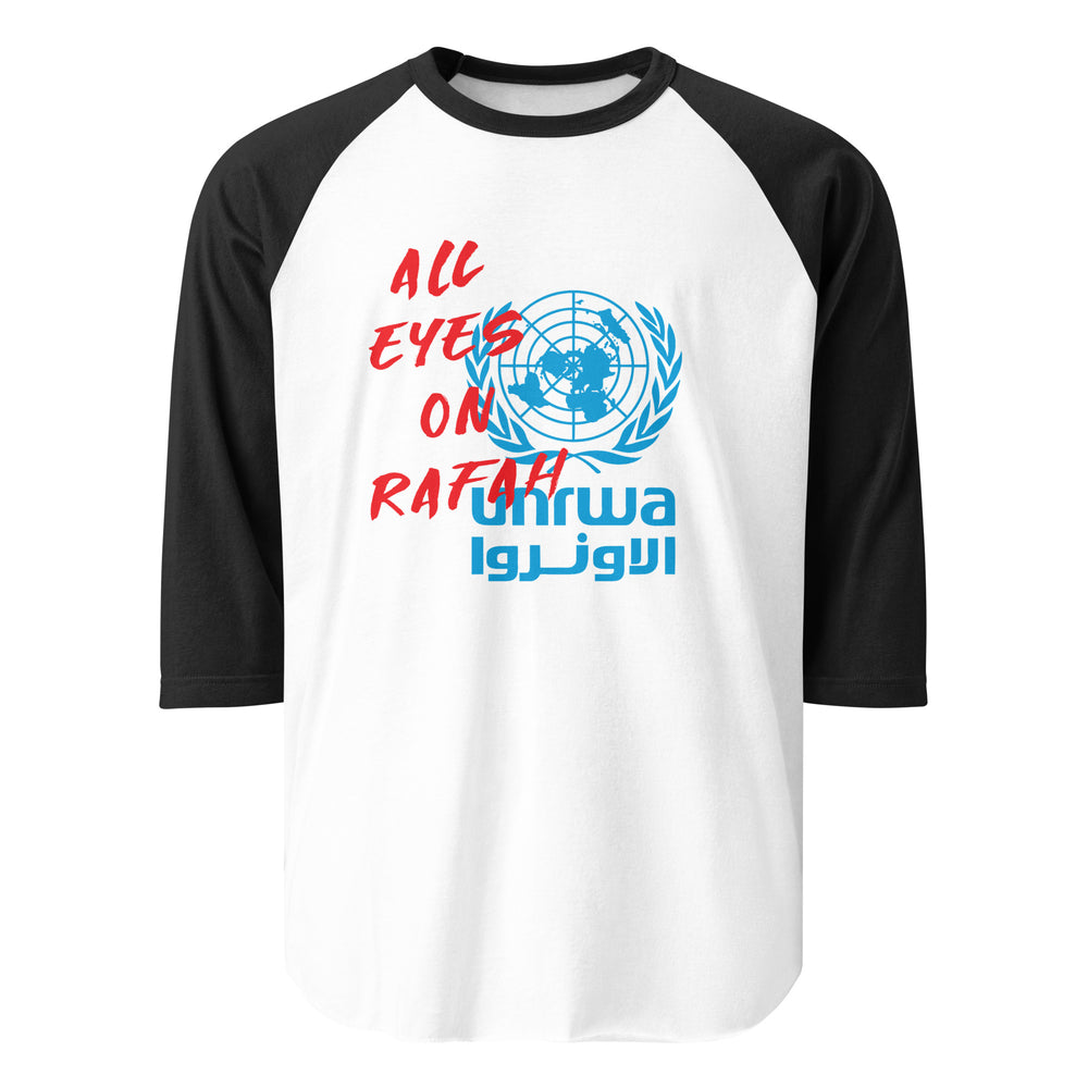 All Eyes on Rafah - Men’s ¾ Sleeve Raglan, 34 Sleeve Raglan Shirt White Black