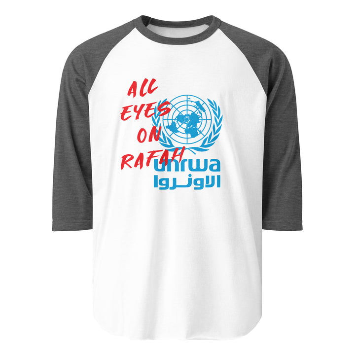 All Eyes on Rafah - Men’s ¾ Sleeve Raglan, 34 Sleeve Raglan Shirt White Heather Charcoal