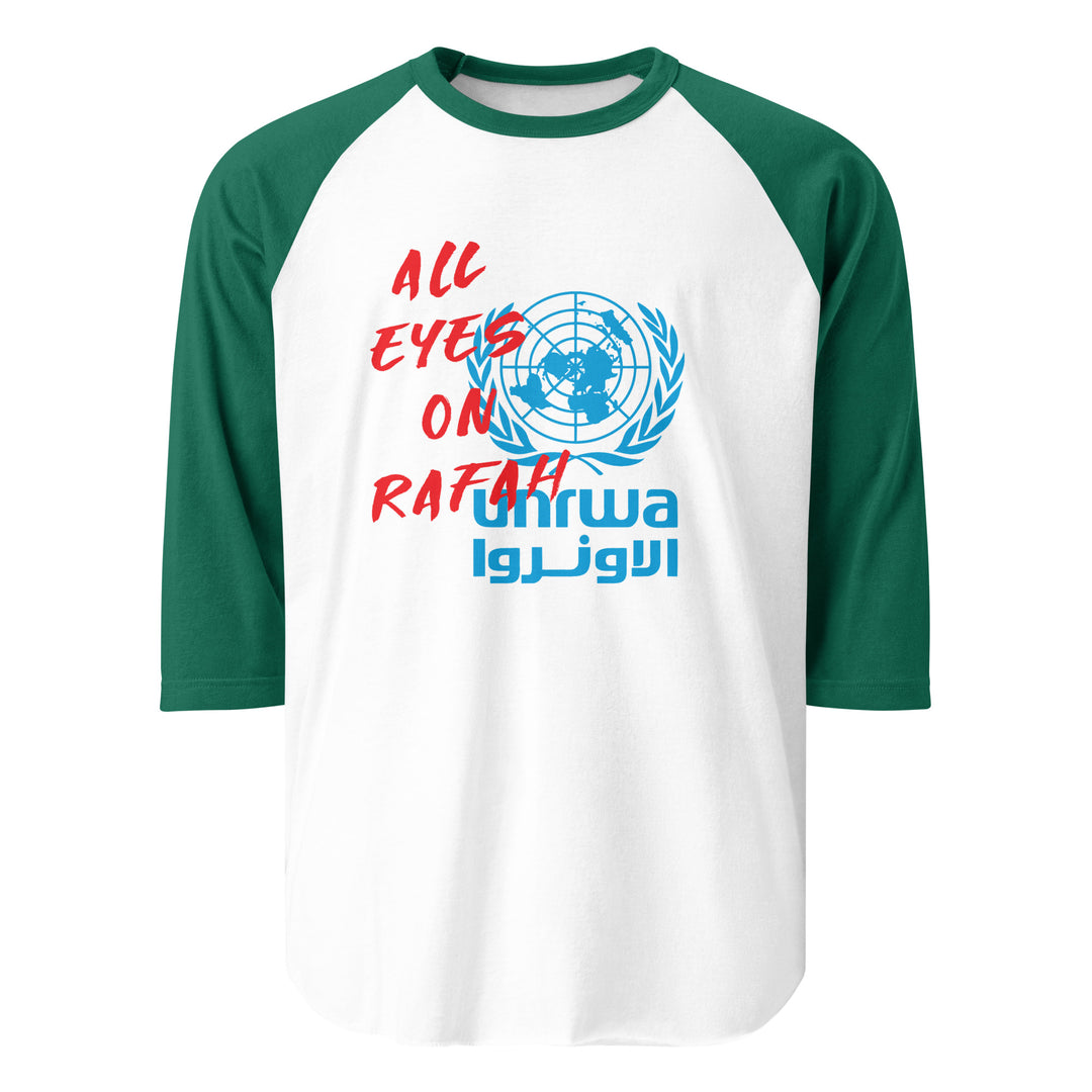 All Eyes on Rafah - Men’s ¾ Sleeve Raglan, 34 Sleeve Raglan Shirt White Kelly