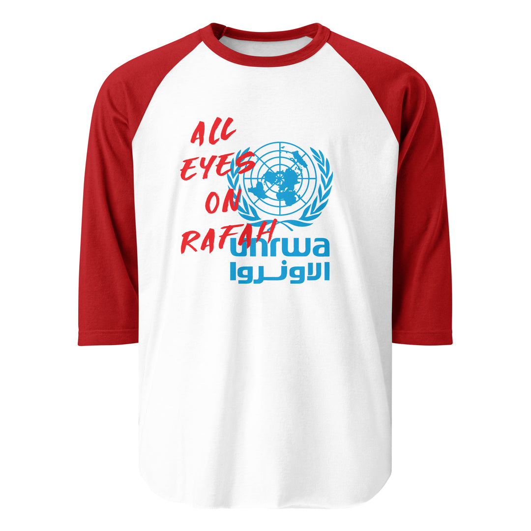 All Eyes on Rafah - Men’s ¾ Sleeve Raglan, 34 Sleeve Raglan Shirt White Red