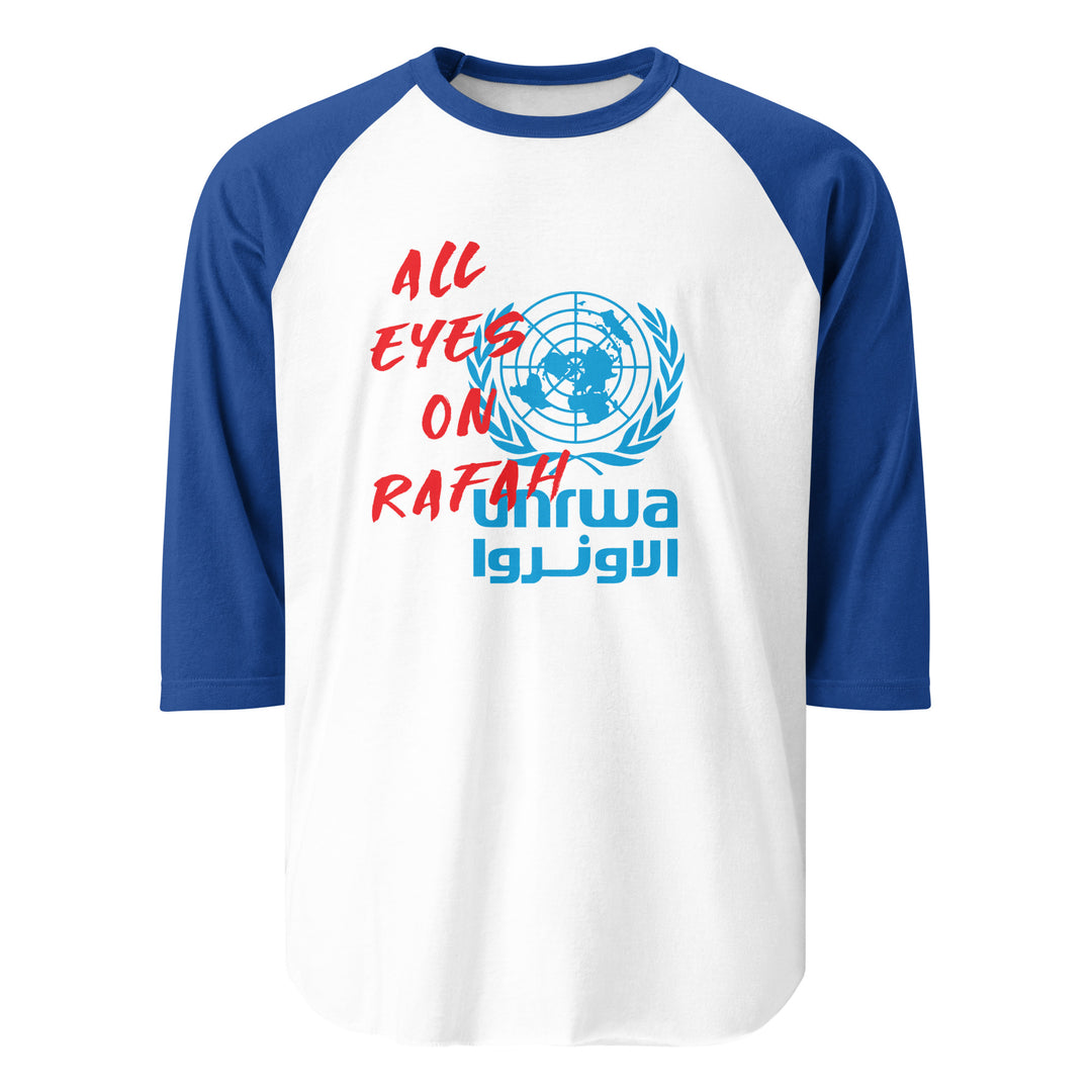 All Eyes on Rafah - Men’s ¾ Sleeve Raglan, 34 Sleeve Raglan Shirt White Royal