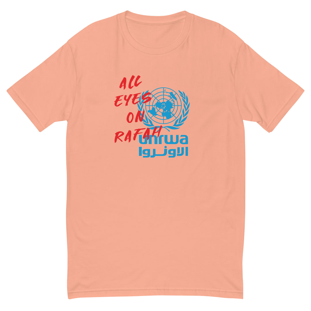 All Eyes on Rafah - Short Sleeve T-Shirt, Mens Fitted T Shirt Desert Pink