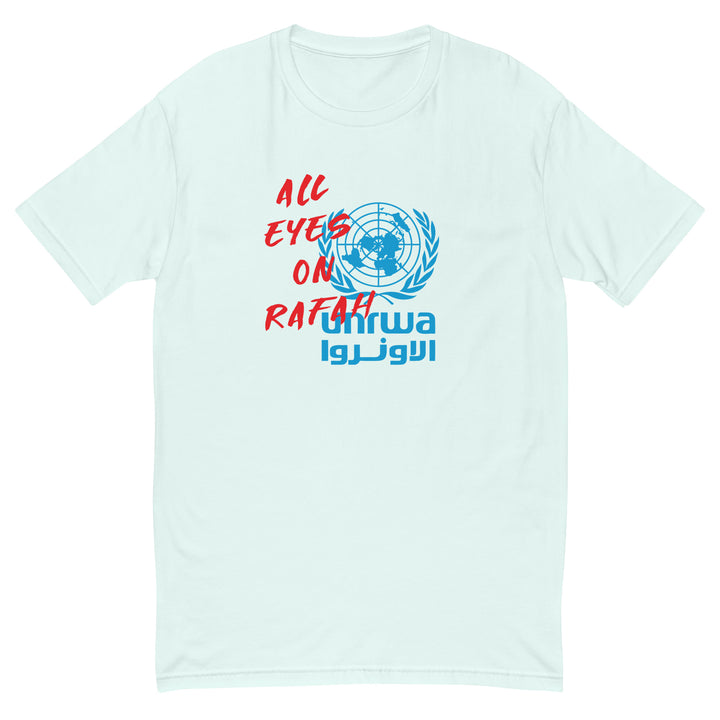 All Eyes on Rafah - Short Sleeve T-Shirt, Mens Fitted T Shirt Light Blue