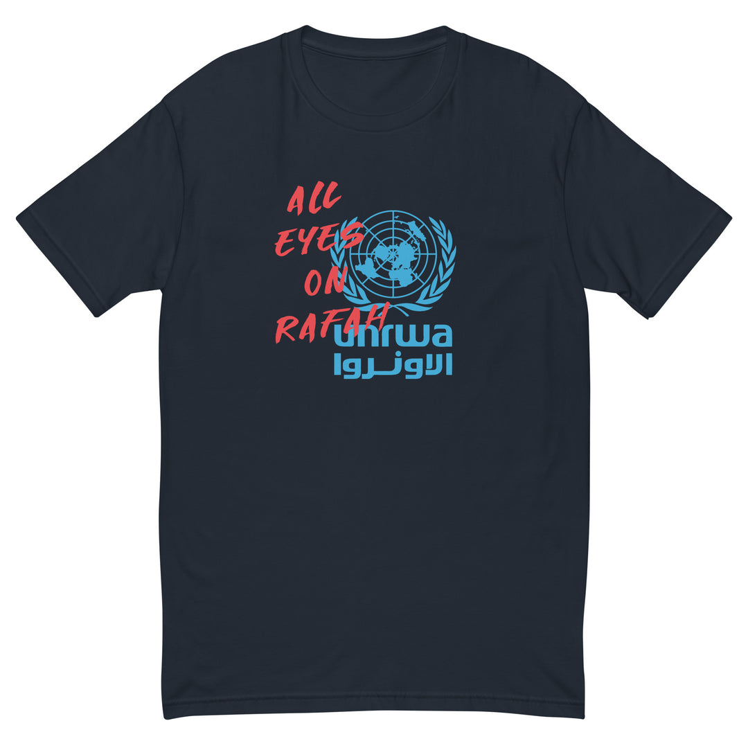 All Eyes on Rafah - Short Sleeve T-Shirt, Mens Fitted T Shirt Midnight Navy