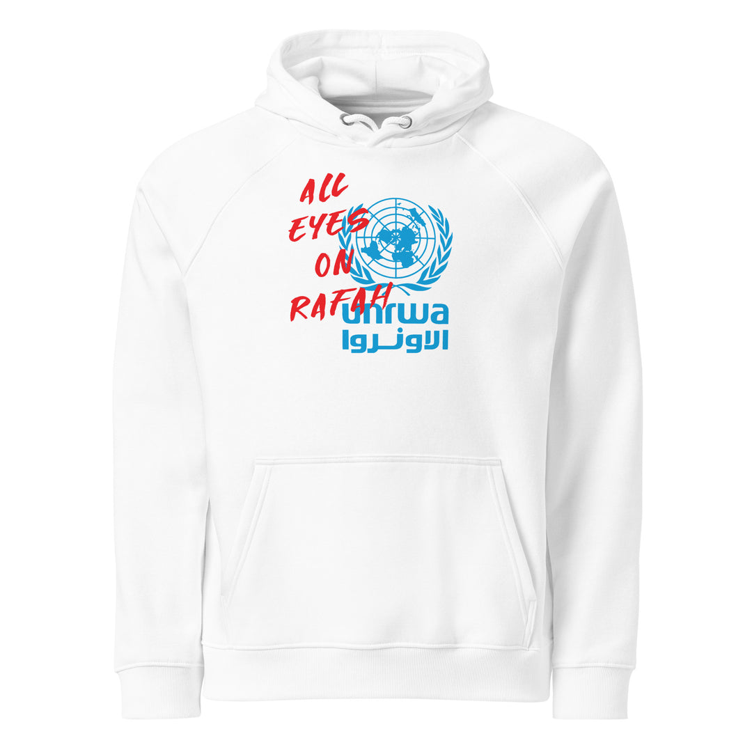 All Eyes on Rafah - Women’s Eco Raglan Hoodie, Eco Raglan Hoodie White