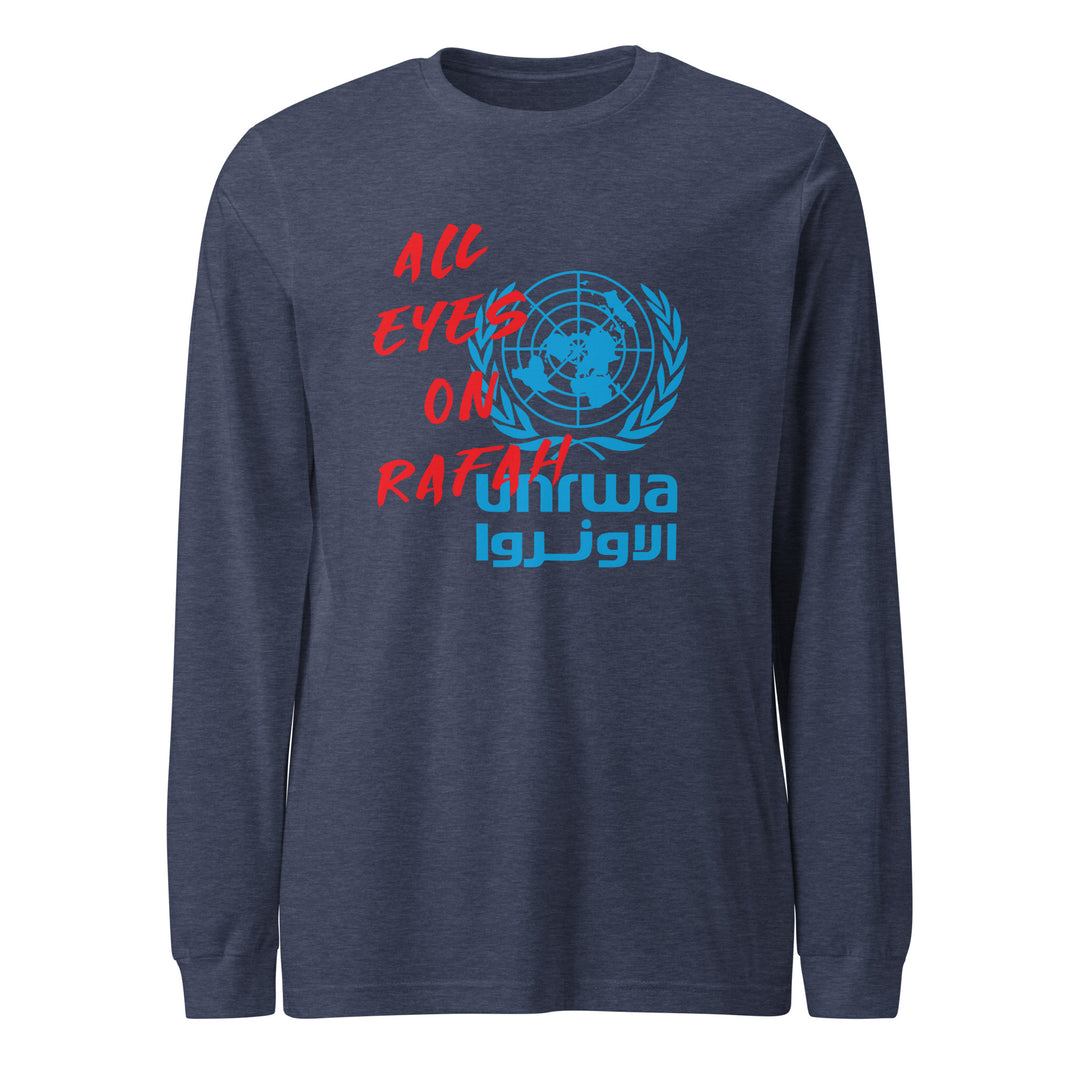 All Eyes on Rafah - Women’s Long Sleeve Tee, Heather Navy