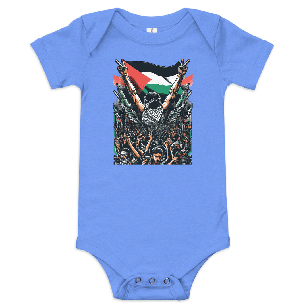 Art by Moh - Baby Short Sleeve One Piece, Heather Columbia Blue