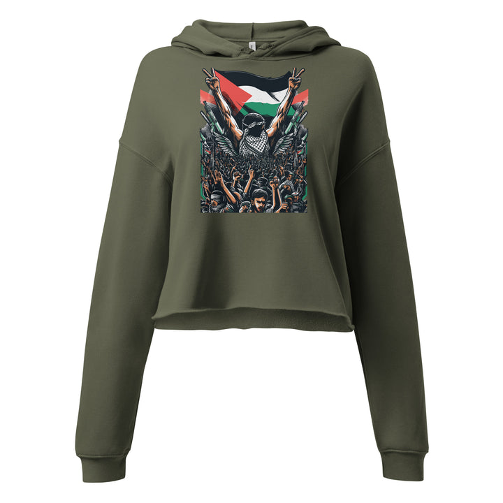 Art by Moh - Crop Hoodie, Womens Cropped Hoodie Military Green
