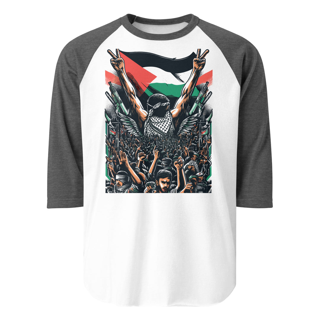 Art by Moh - Men’s ¾ Sleeve Raglan Shirt, 34 Sleeve Raglan Shirt White Heather Charcoal