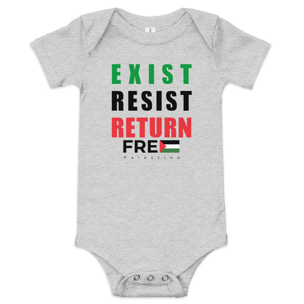 Exist. Resist. Return. - Baby Short Sleeve One Piece, Heather
