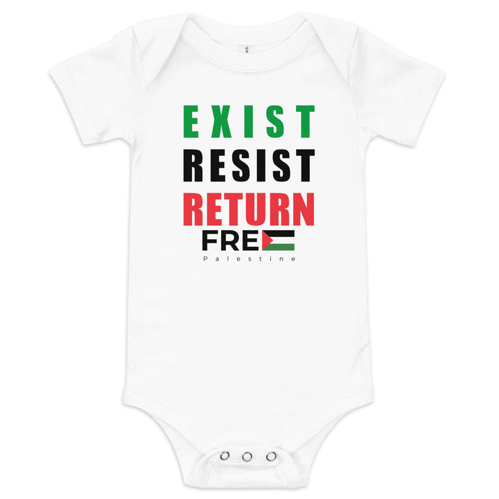 Exist. Resist. Return. - Baby Short Sleeve One Piece, White