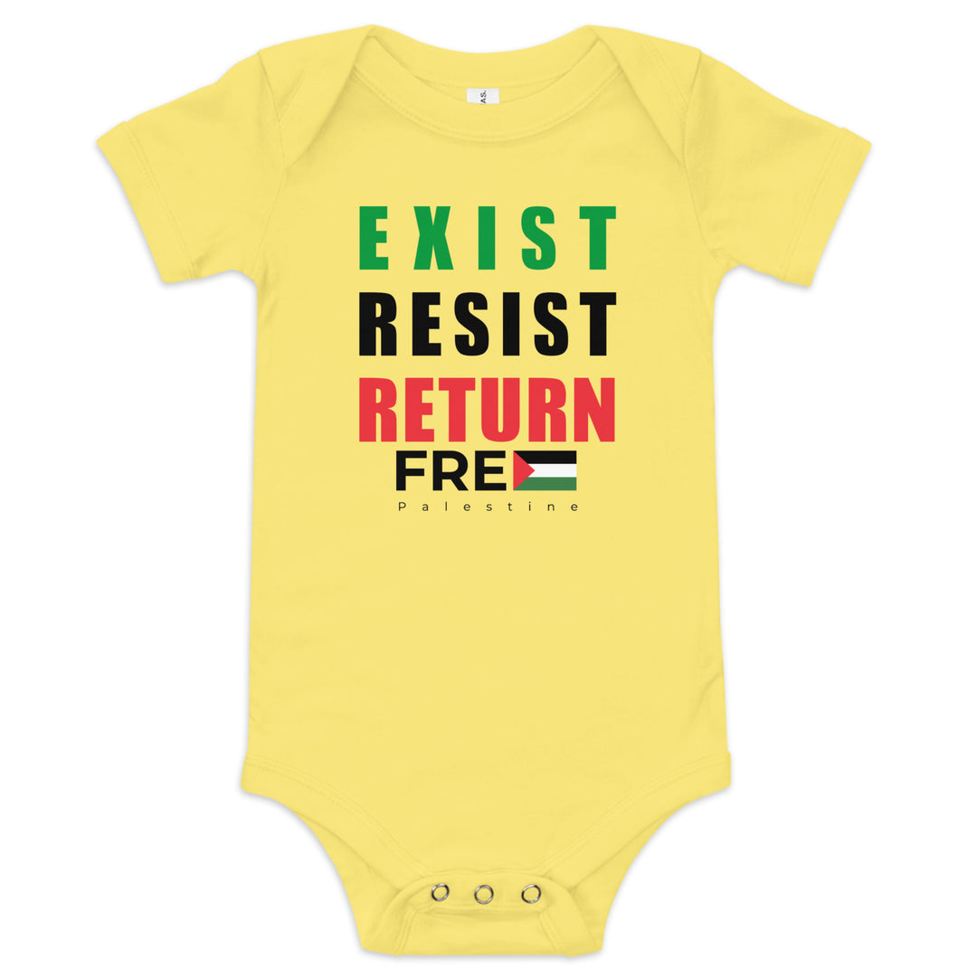 Exist. Resist. Return. - Baby Short Sleeve One Piece, Yellow