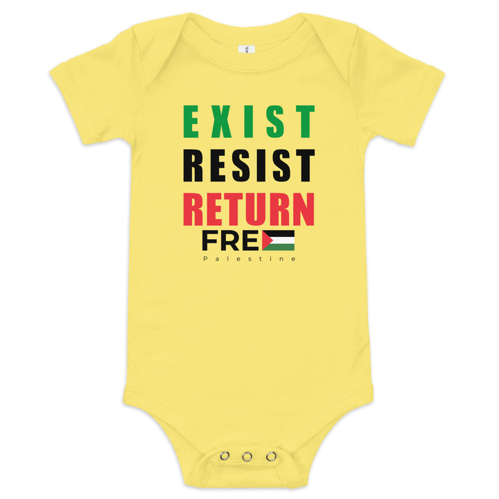 Exist. Resist. Return. - Baby Short Sleeve One Piece, Yellow