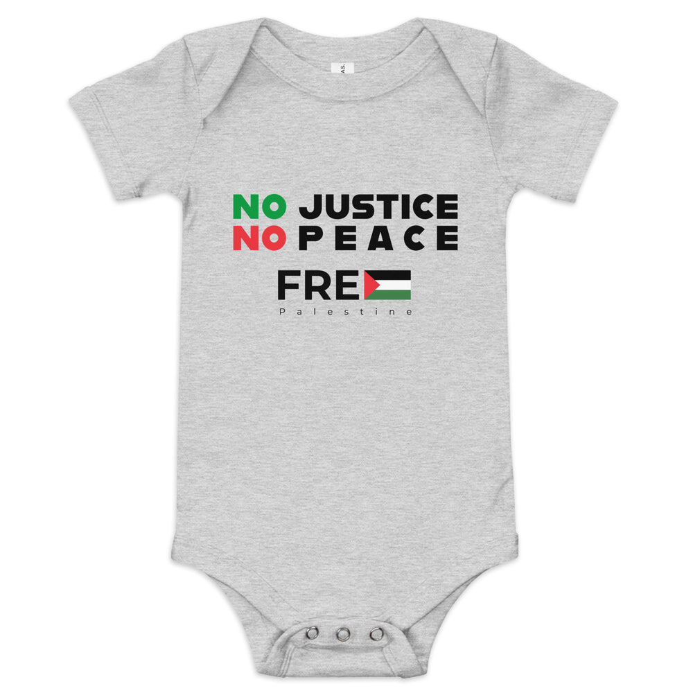 No Justice No Peace - Baby Short Sleeve One Piece, Heather