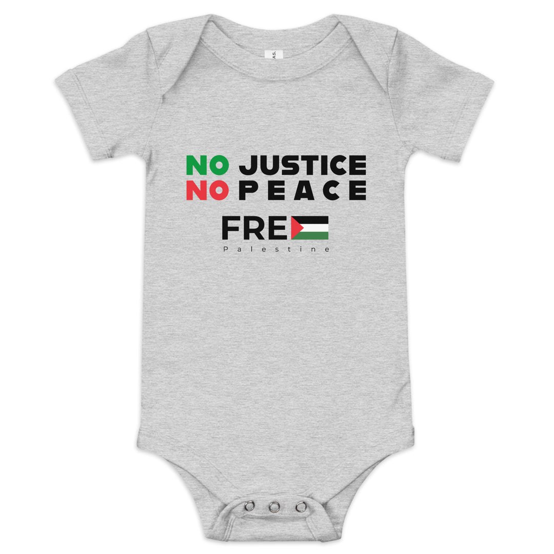 No Justice No Peace - Baby Short Sleeve One Piece, Heather