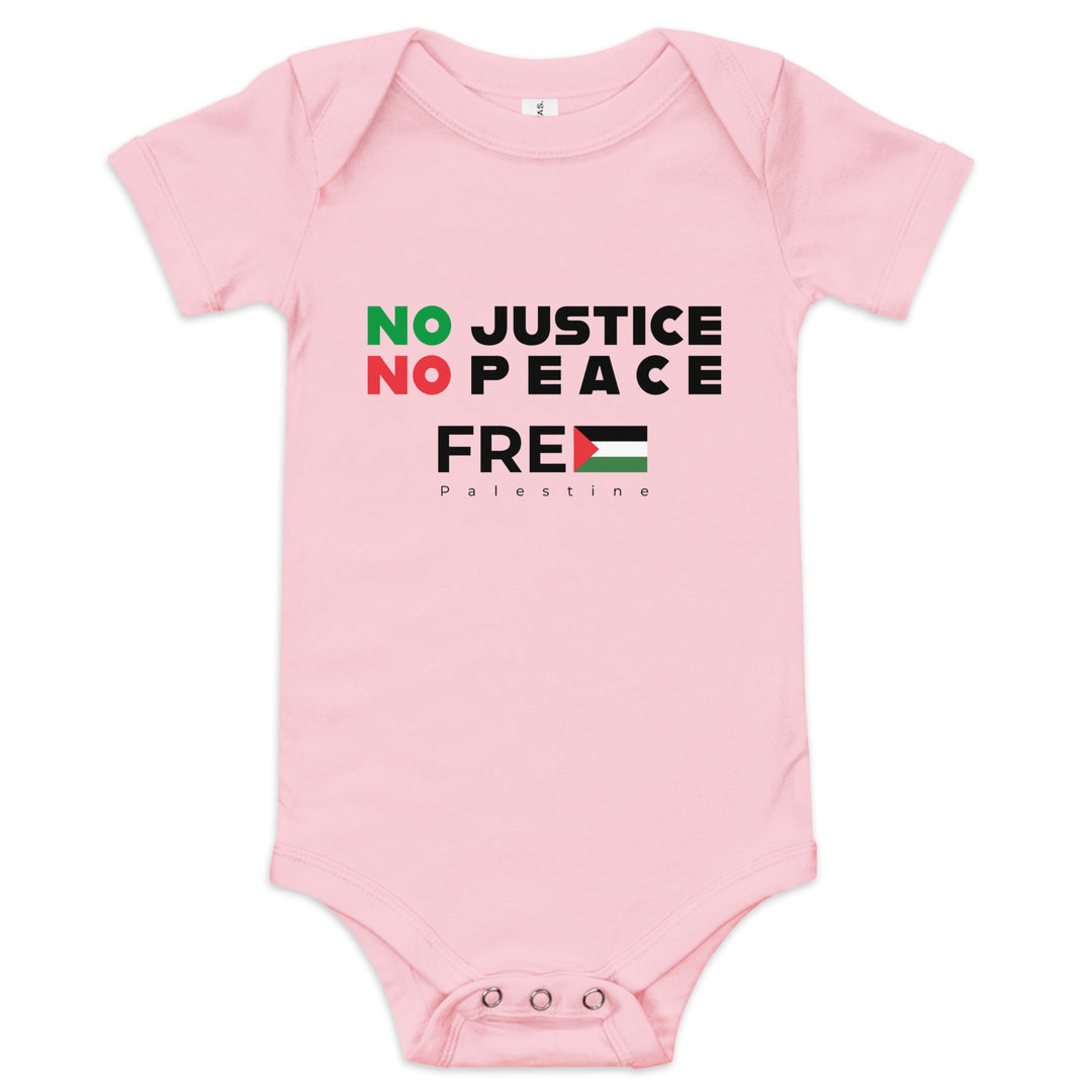 No Justice No Peace - Baby Short Sleeve One Piece, Pink