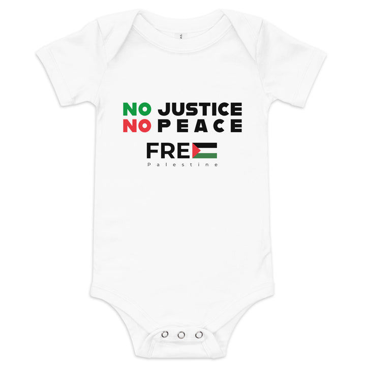 No Justice No Peace - Baby Short Sleeve One Piece, White