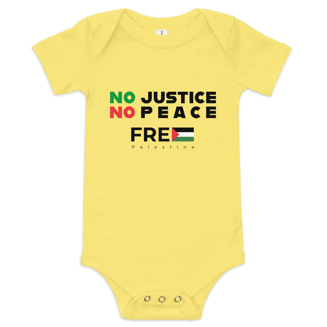 No Justice No Peace - Baby Short Sleeve One Piece, Yellow