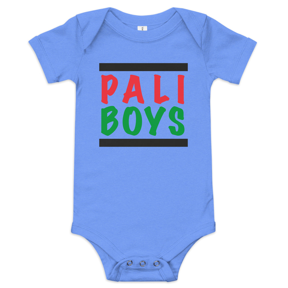 Palestinian Boys - Baby Short Sleeve One Piece, Heather Columbia Blue