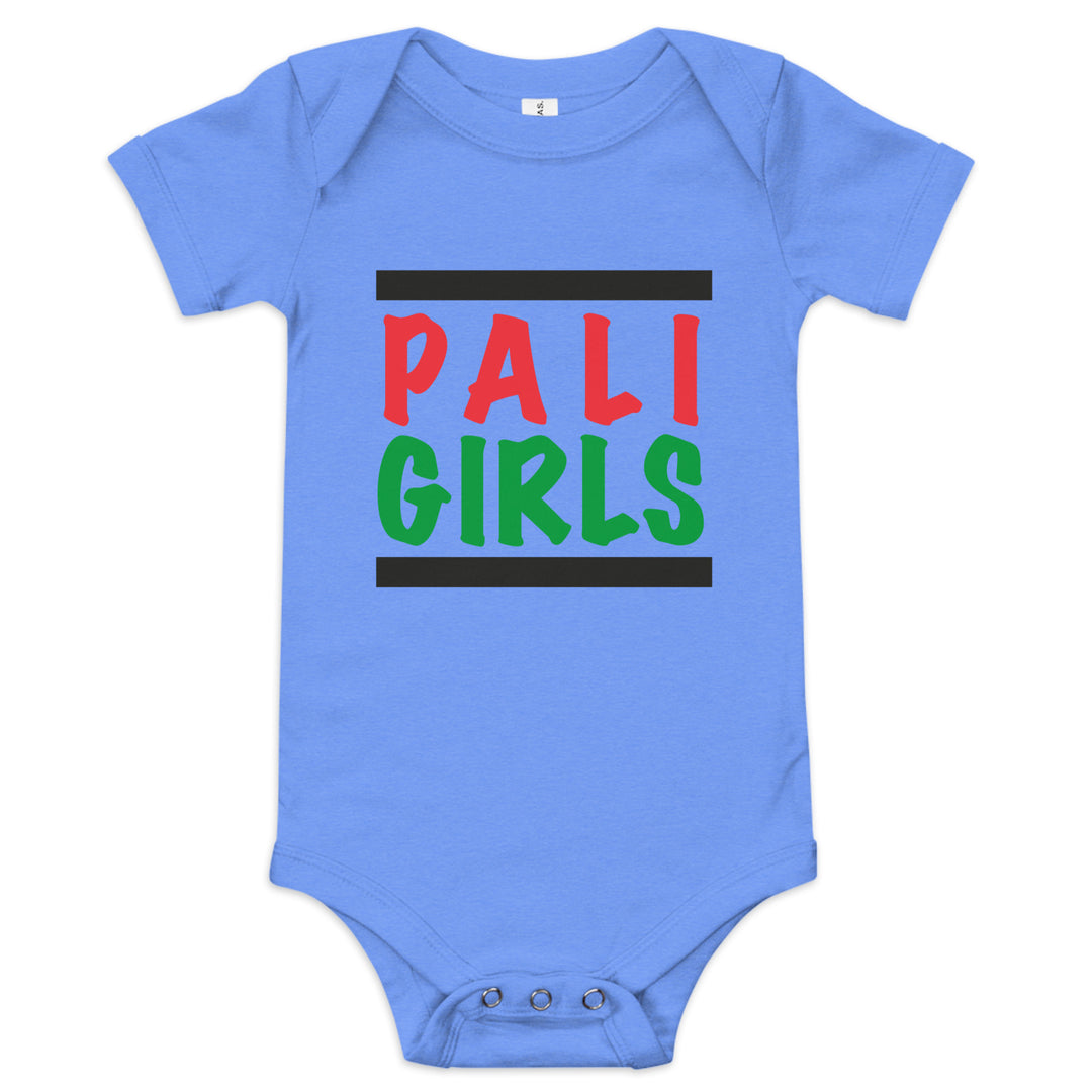 Palestinian Girls - Baby Short Sleeve One Piece, Heather Columbia Blue