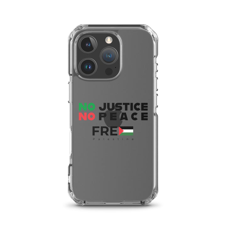No Justice No Peace - Clear Case for iPhone®, iPhone iPhone 16 Pro Case On Phone