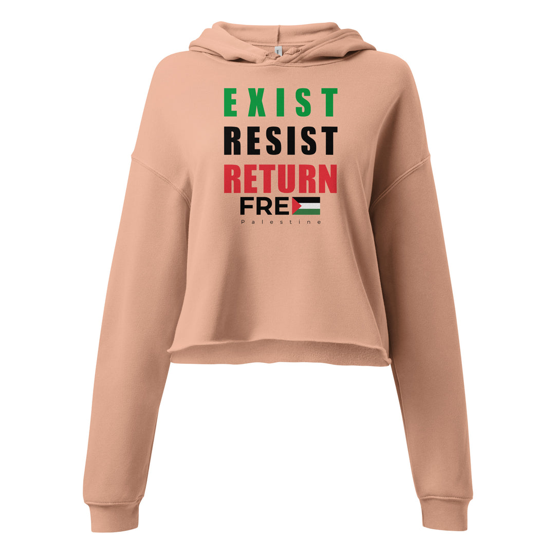 Exist. Resist. Return. - Crop Hoodie, Womens Cropped Hoodie Peach