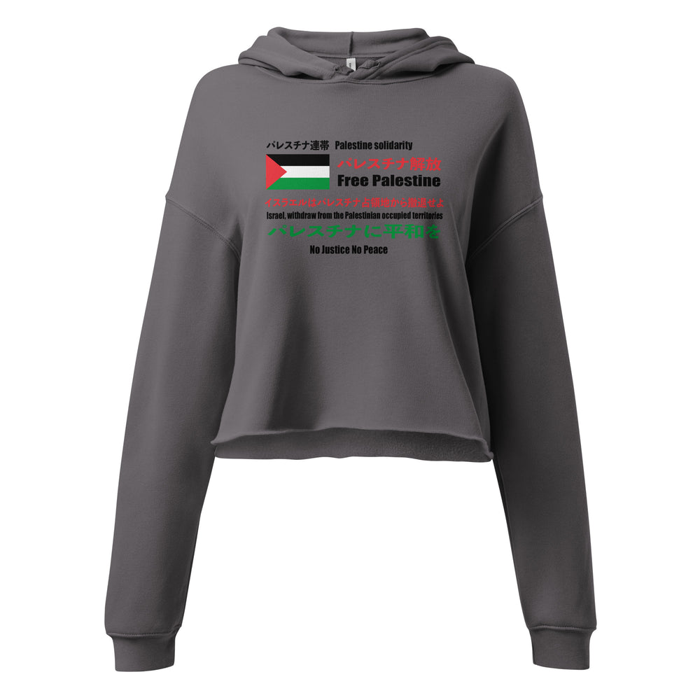 Japanese Exclusive - Free Palestine - Crop Hoodie, Womens Cropped Hoodie Storm