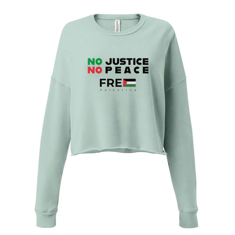 No Justice No Peace - Crop Sweatshirt, Womens Cropped Sweatshirt Dusty Blue