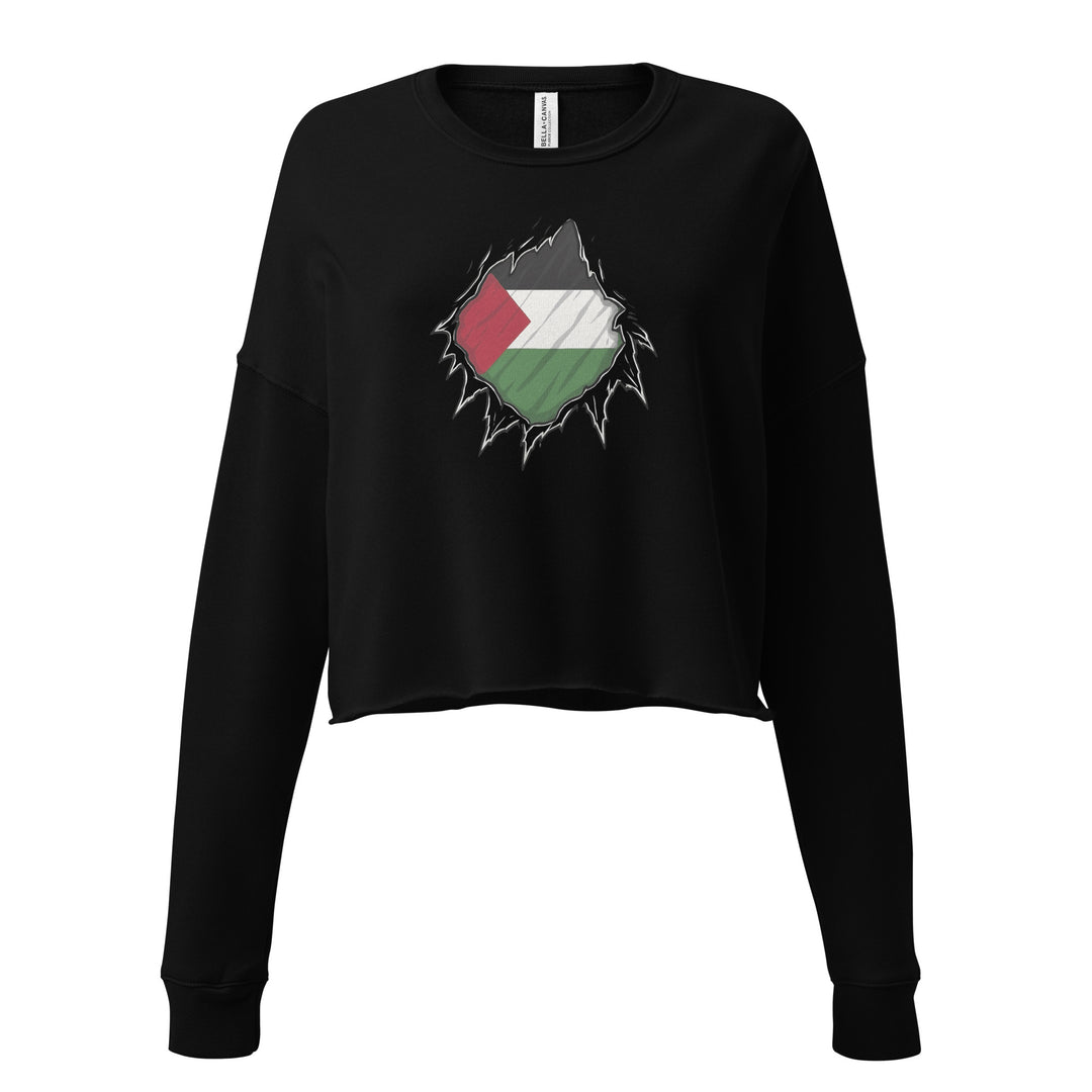 Palestine Hero - Crop Sweatshirt, Womens Cropped Sweatshirt Black