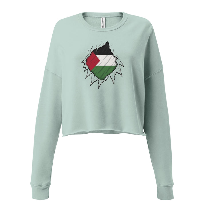 Palestine Hero - Crop Sweatshirt, Womens Cropped Sweatshirt Dusty Blue