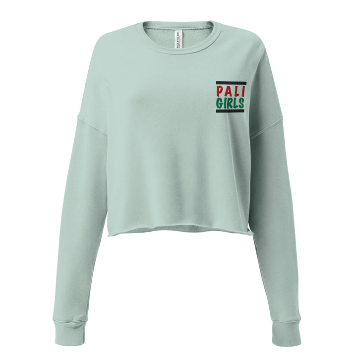 Palestinian Girls Embroidered - Crop Sweatshirt, Womens Cropped Sweatshirt Dusty Blue