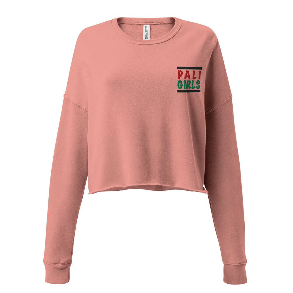 Palestinian Girls Embroidered - Crop Sweatshirt, Womens Cropped Sweatshirt Mauve