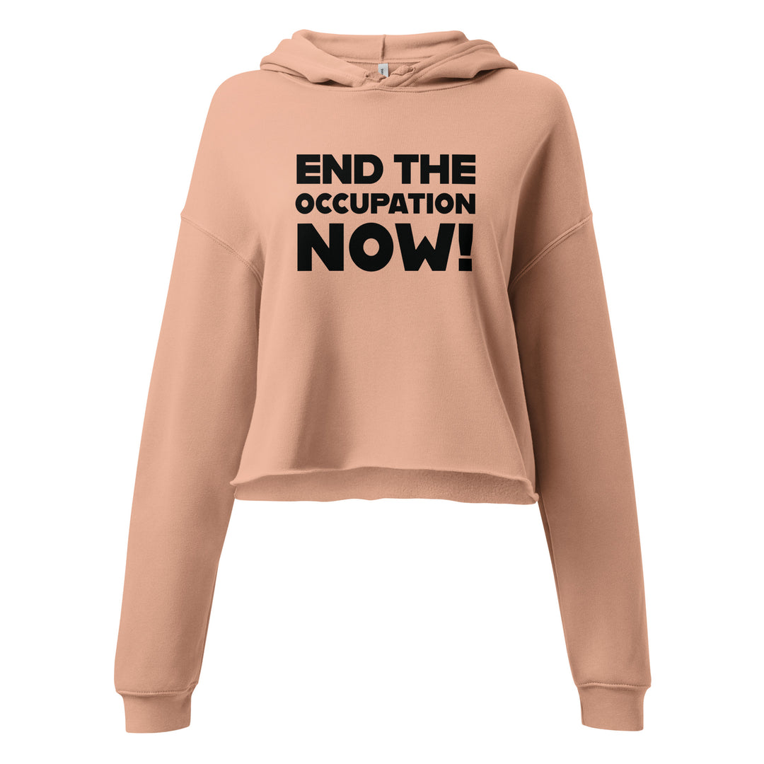 End the Occupation Now! - Crop Hoodie, Womens Cropped Hoodie Peach