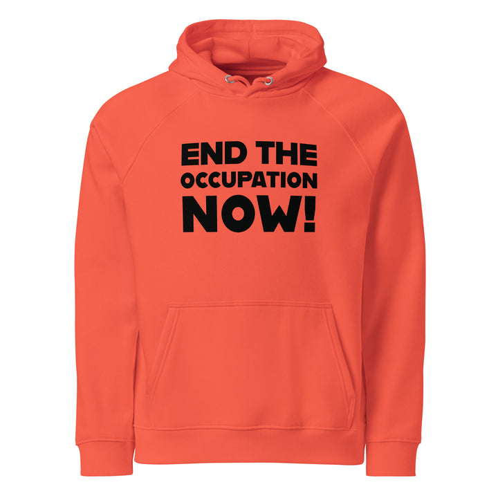 End the Occupation Now! - Men’s Eco Raglan Hoodie, Eco Raglan Hoodie Burnt Orange