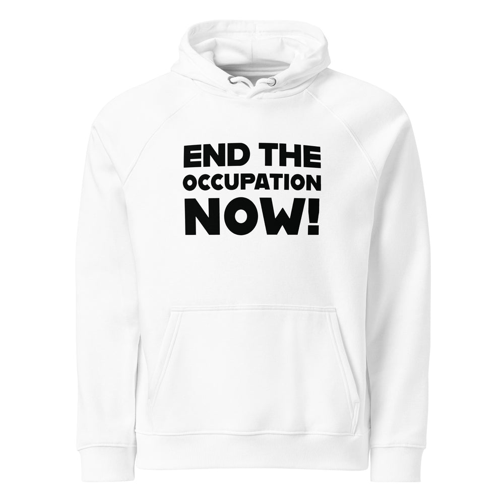 End the Occupation Now! - Men’s Eco Raglan Hoodie, Eco Raglan Hoodie White