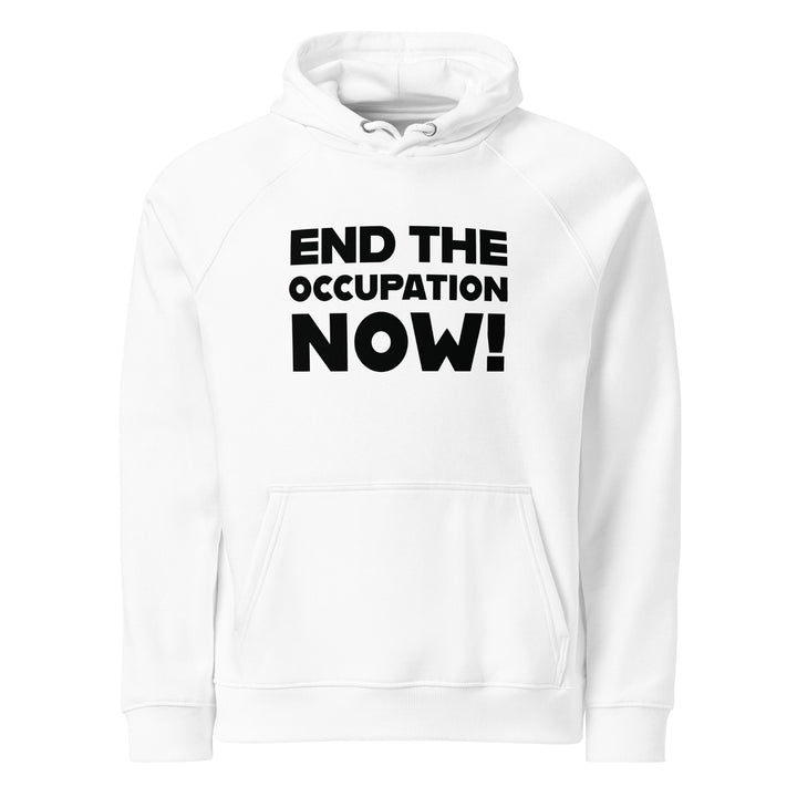 End the Occupation Now! - Men’s Eco Raglan Hoodie, Eco Raglan Hoodie White