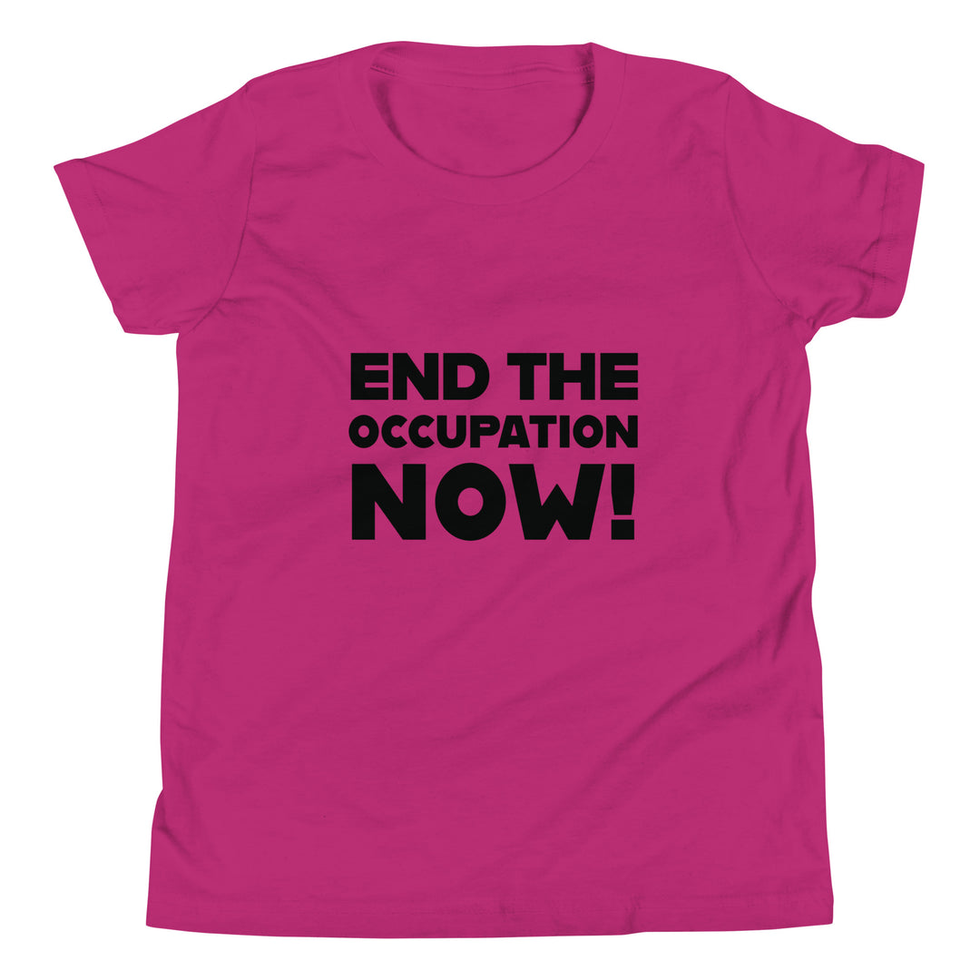End the Occupation Now! - Youth Short Sleeve T-Shirt, Berry