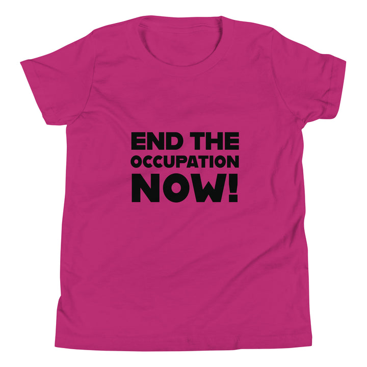 End the Occupation Now! - Youth Short Sleeve T-Shirt, Berry