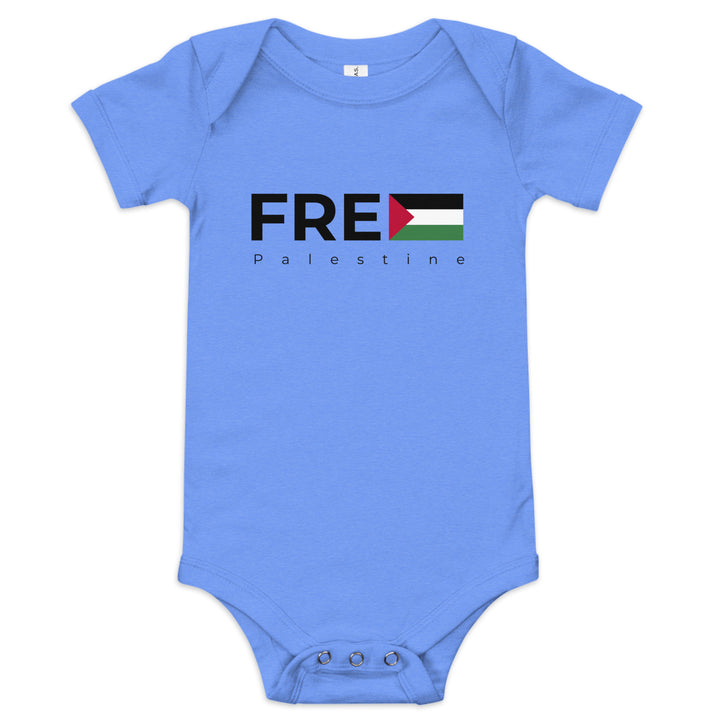 Free Palestine - Baby Short Sleeve One Piece, Heather Columbia Blue