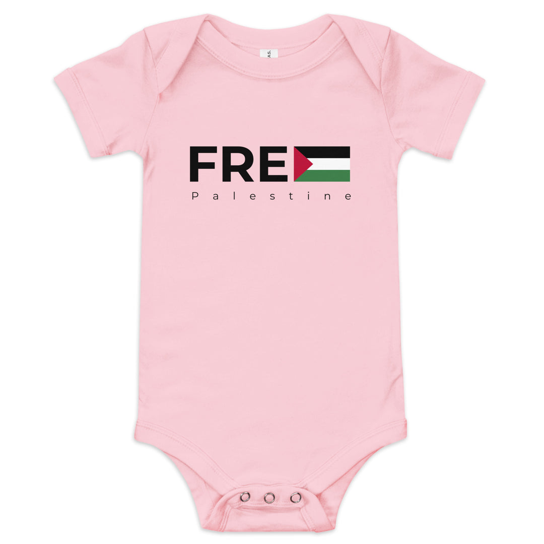 Free Palestine - Baby Short Sleeve One Piece, Pink