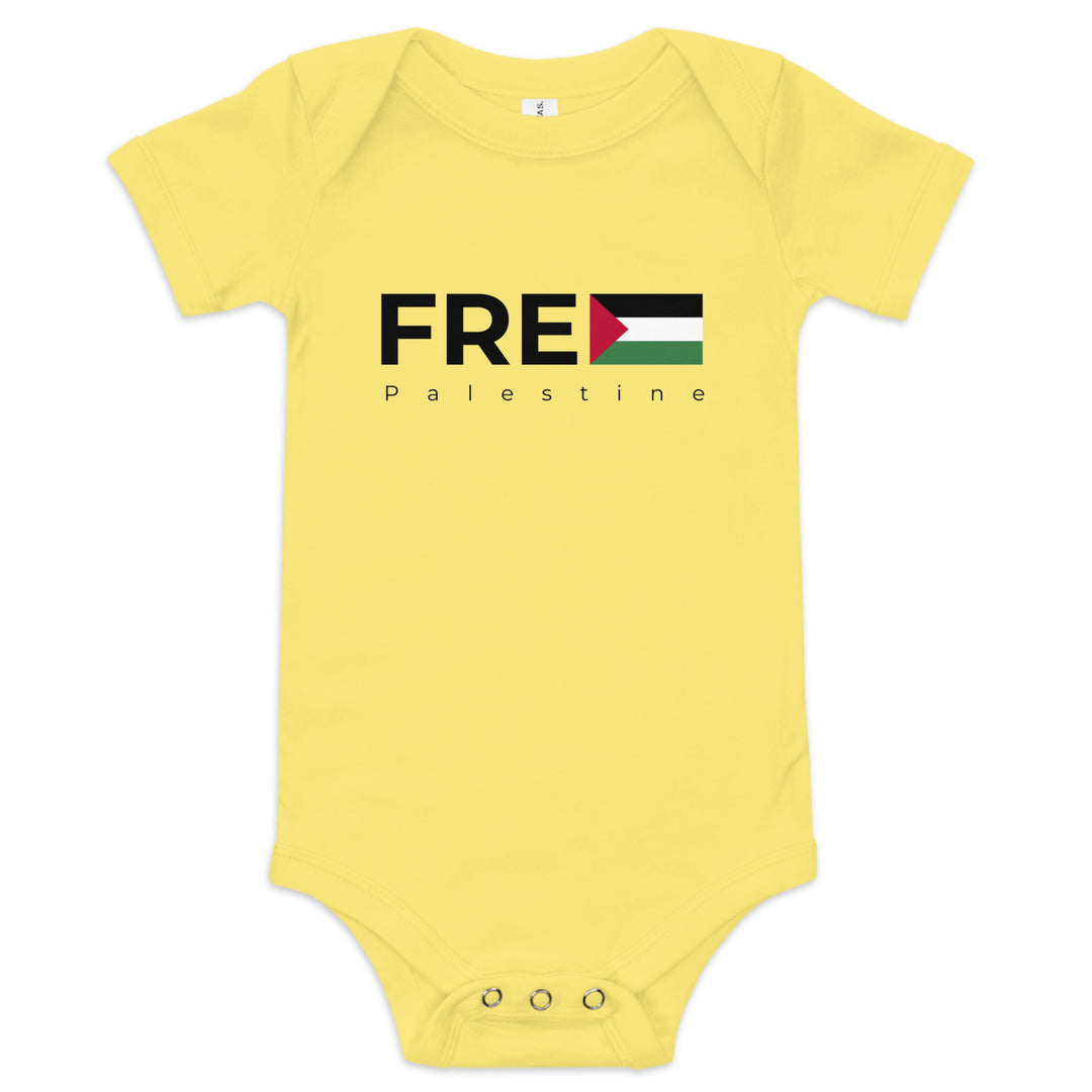 Free Palestine - Baby Short Sleeve One Piece, Yellow