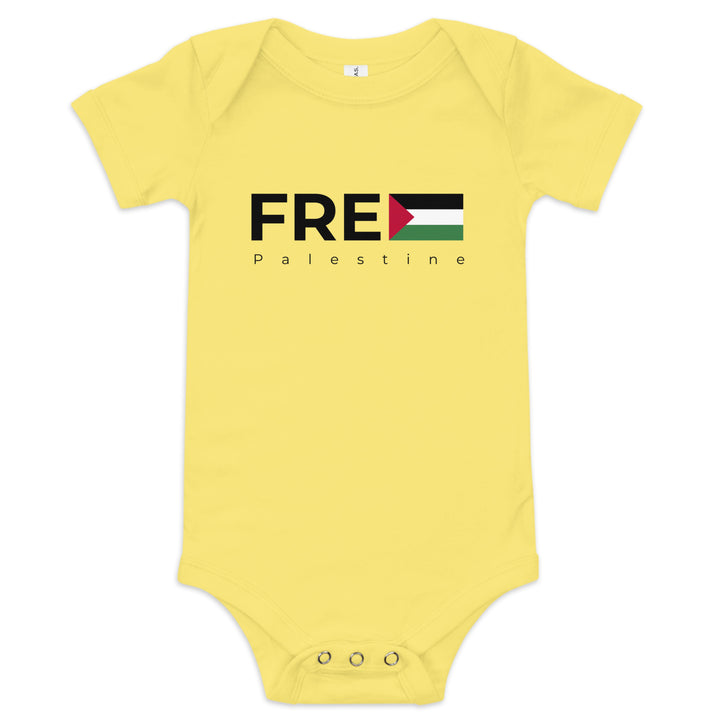 Free Palestine - Baby Short Sleeve One Piece, Yellow